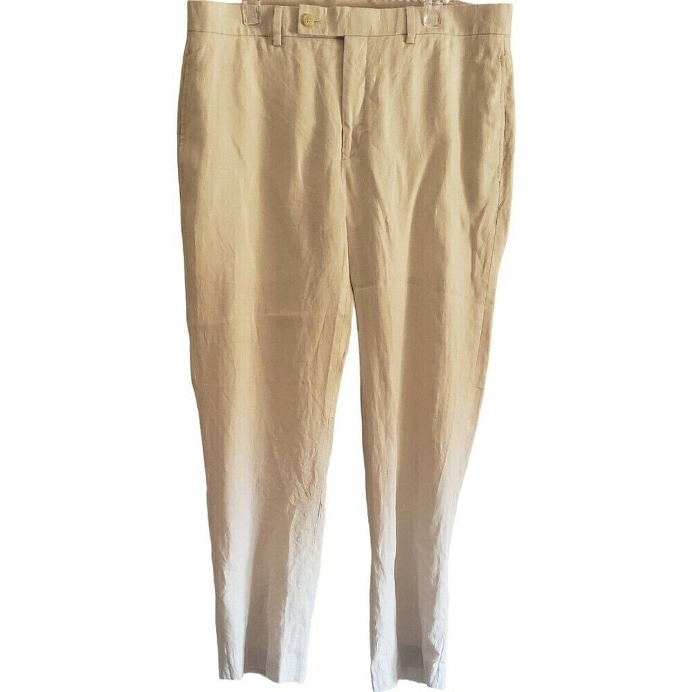 Lauren Ralph Lauren Off White Linen Pants Womens Office Classic Trousers Size 34